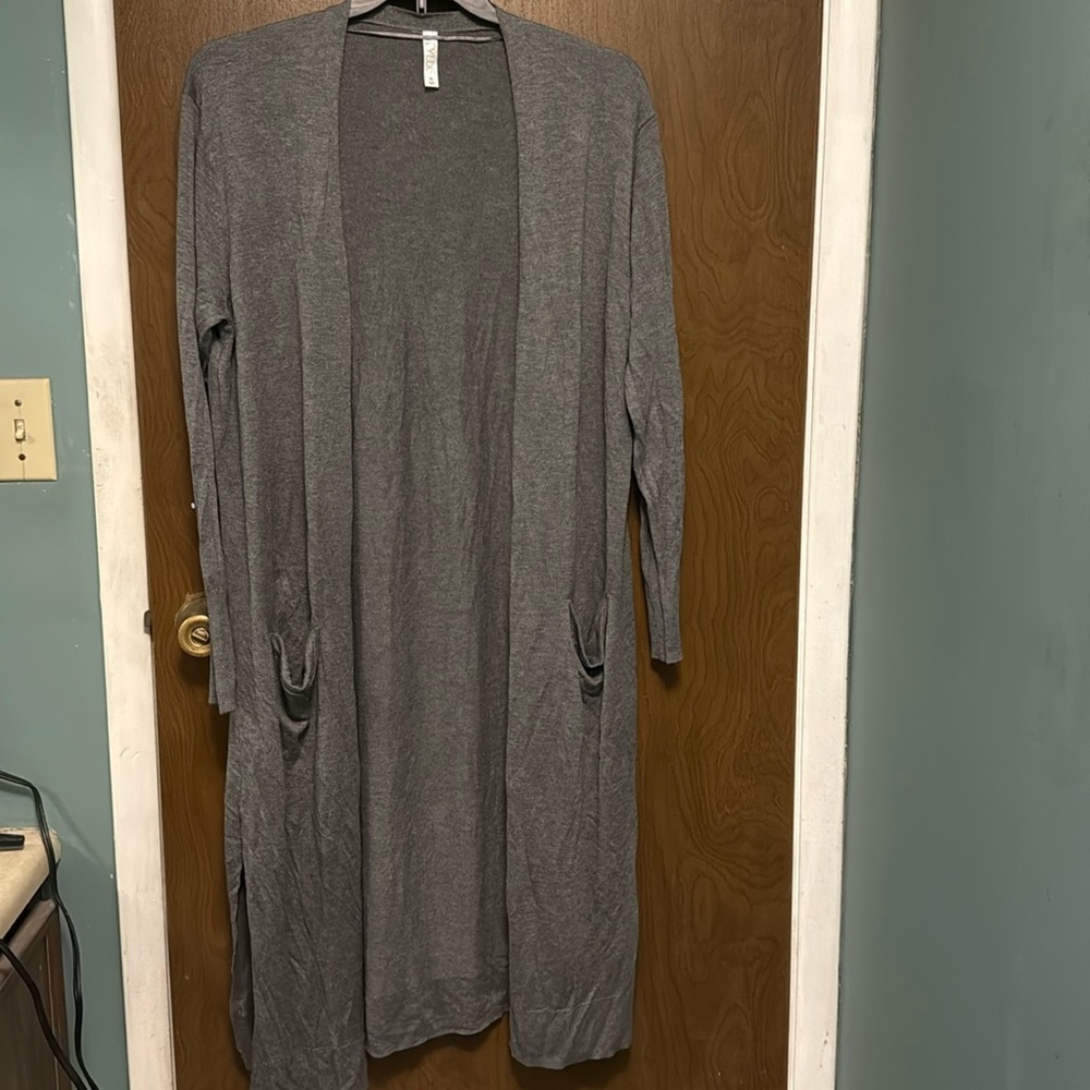NWT Stylus gray long open cardigan size XL